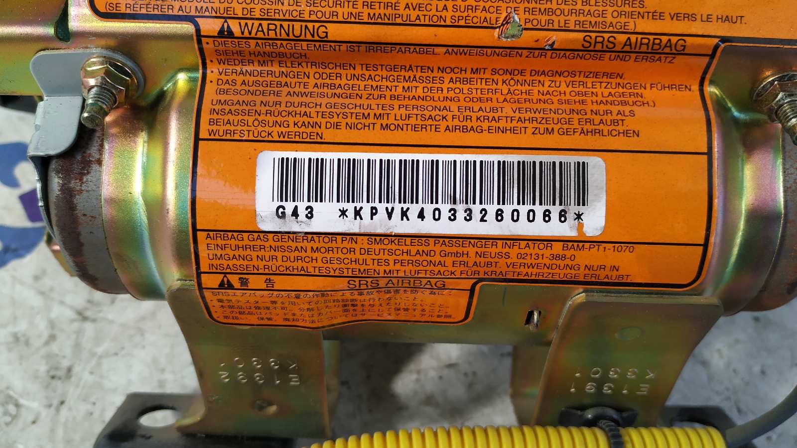 AIRBAG DELANTERO DERECHO NISSAN PICK-UP (D22) - vista 2