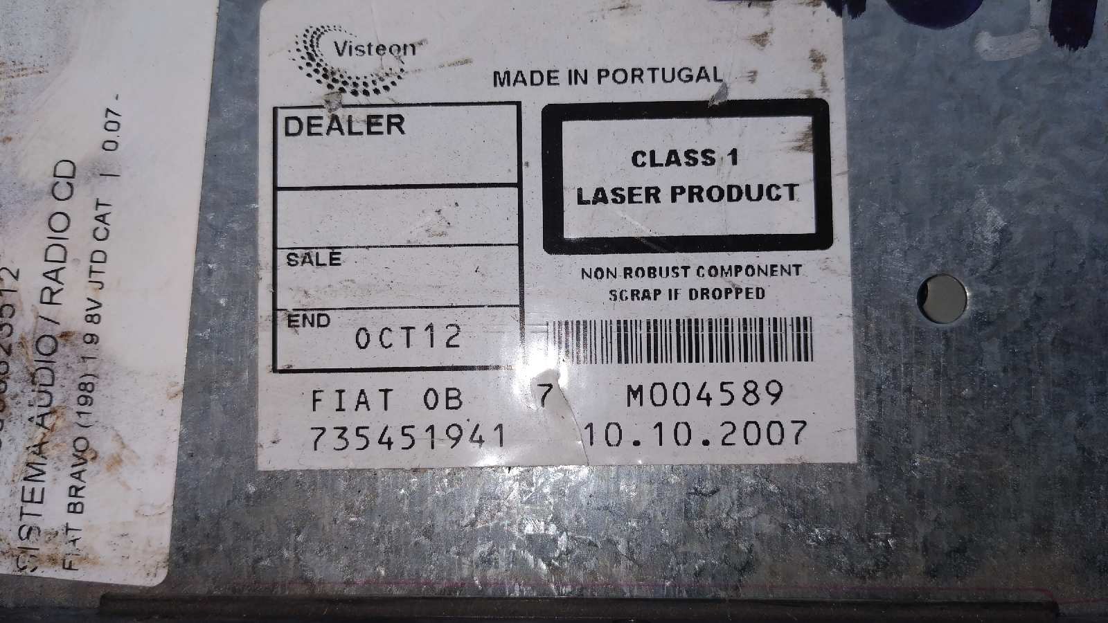 SISTEMA AUDIO / RADIO CD FIAT BRAVO (198) - vista 7