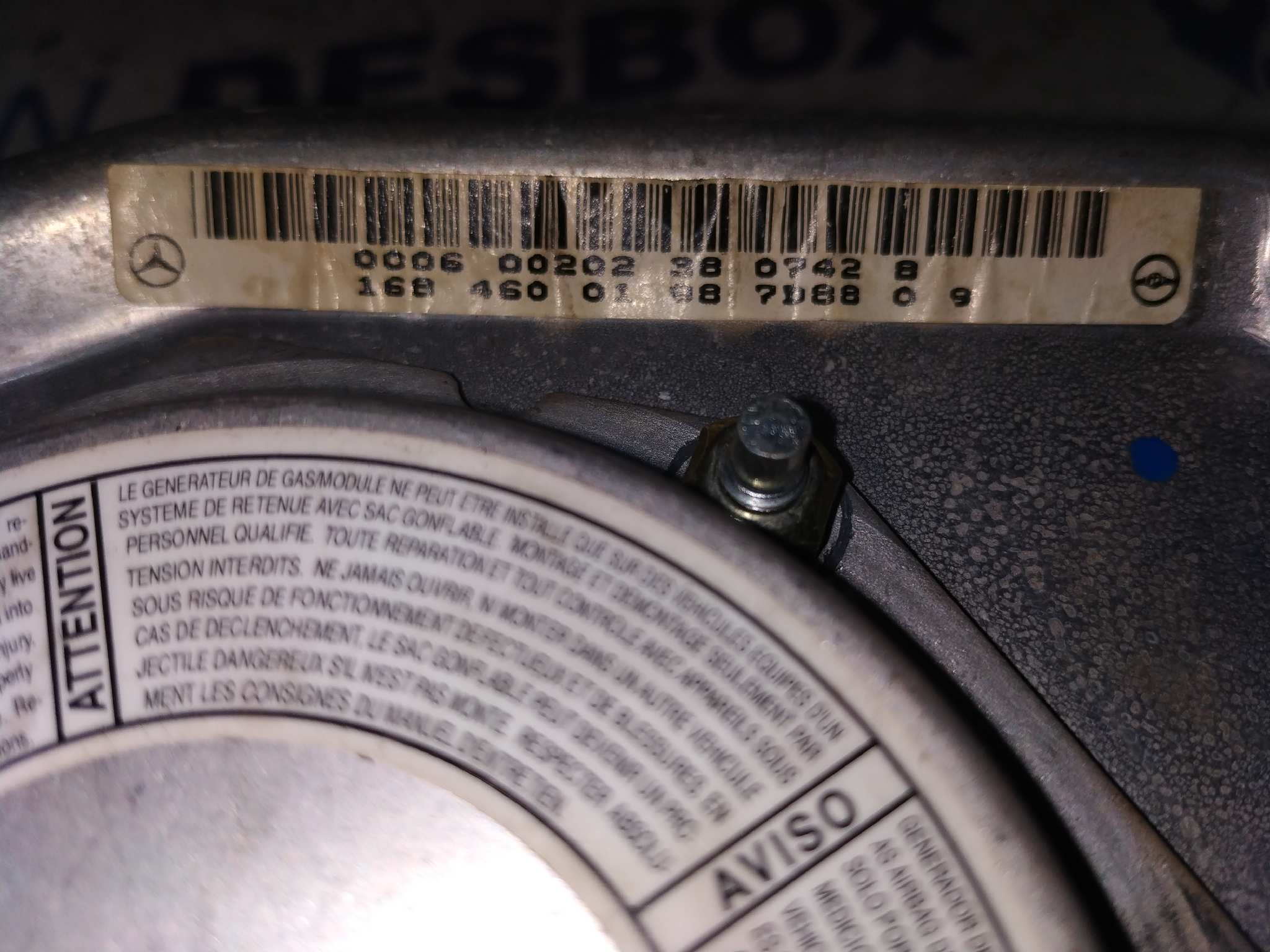 AIRBAG DELANTERO IZQUIERDO MERCEDES-BENZ CLASE A (W168) - vista 2