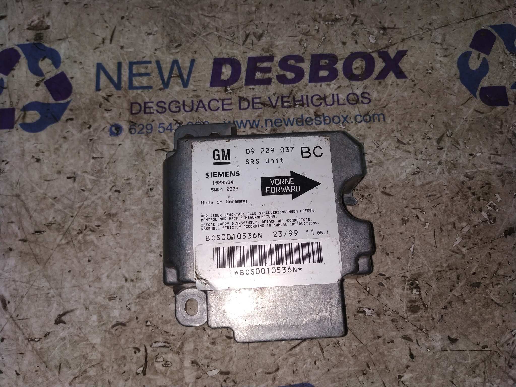 CENTRALITA AIRBAG OPEL ASTRA G BERLINA 1.6 CAT (Z 16 SE / L55)