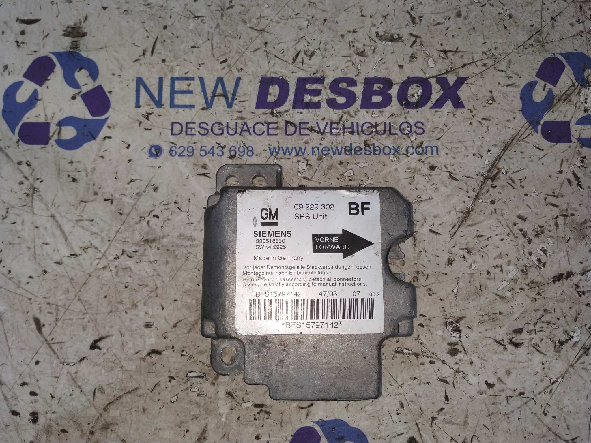 CENTRALITA AIRBAG OPEL ASTRA G BERLINA 2.2 16V DTI CAT (Y 22 DTR / L50)