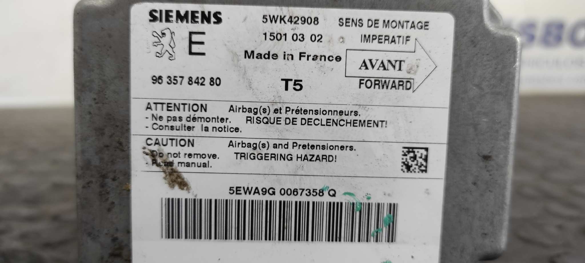 CENTRALITA AIRBAG PEUGEOT 307 (S1) - vista 3