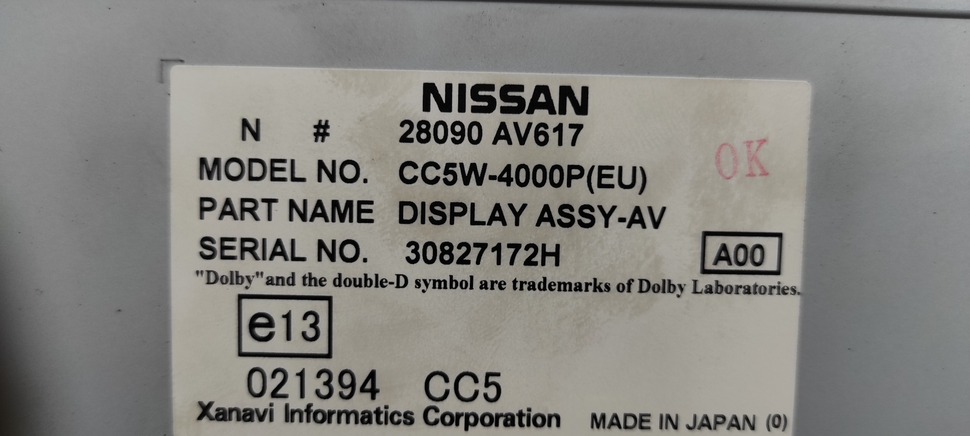 PANTALLA MULTIFUNCION NISSAN PRIMERA BERLINA (P12) - vista 3