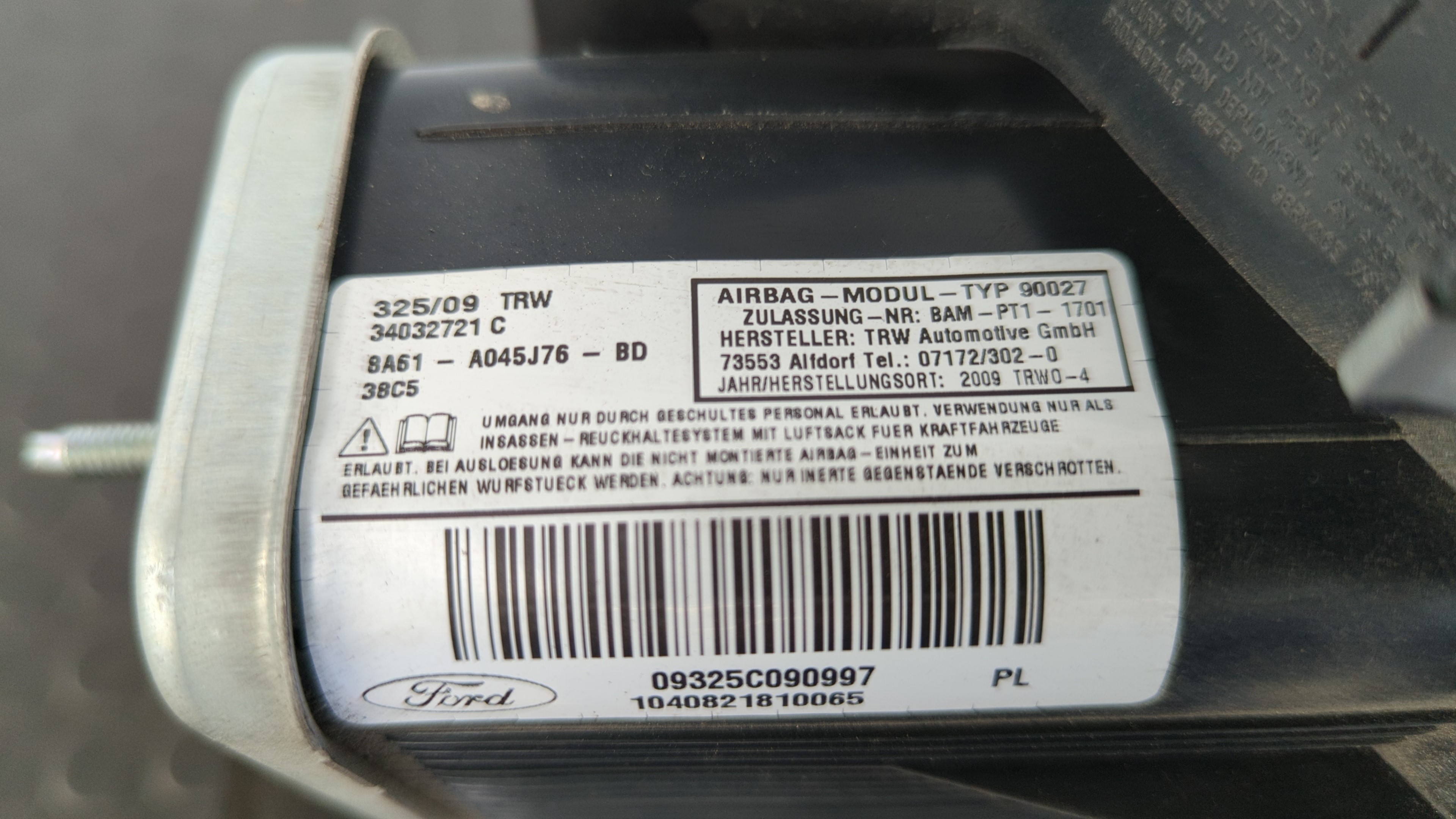 AIRBAG DELANTERO DERECHO FORD FIESTA (CB1) - vista 4