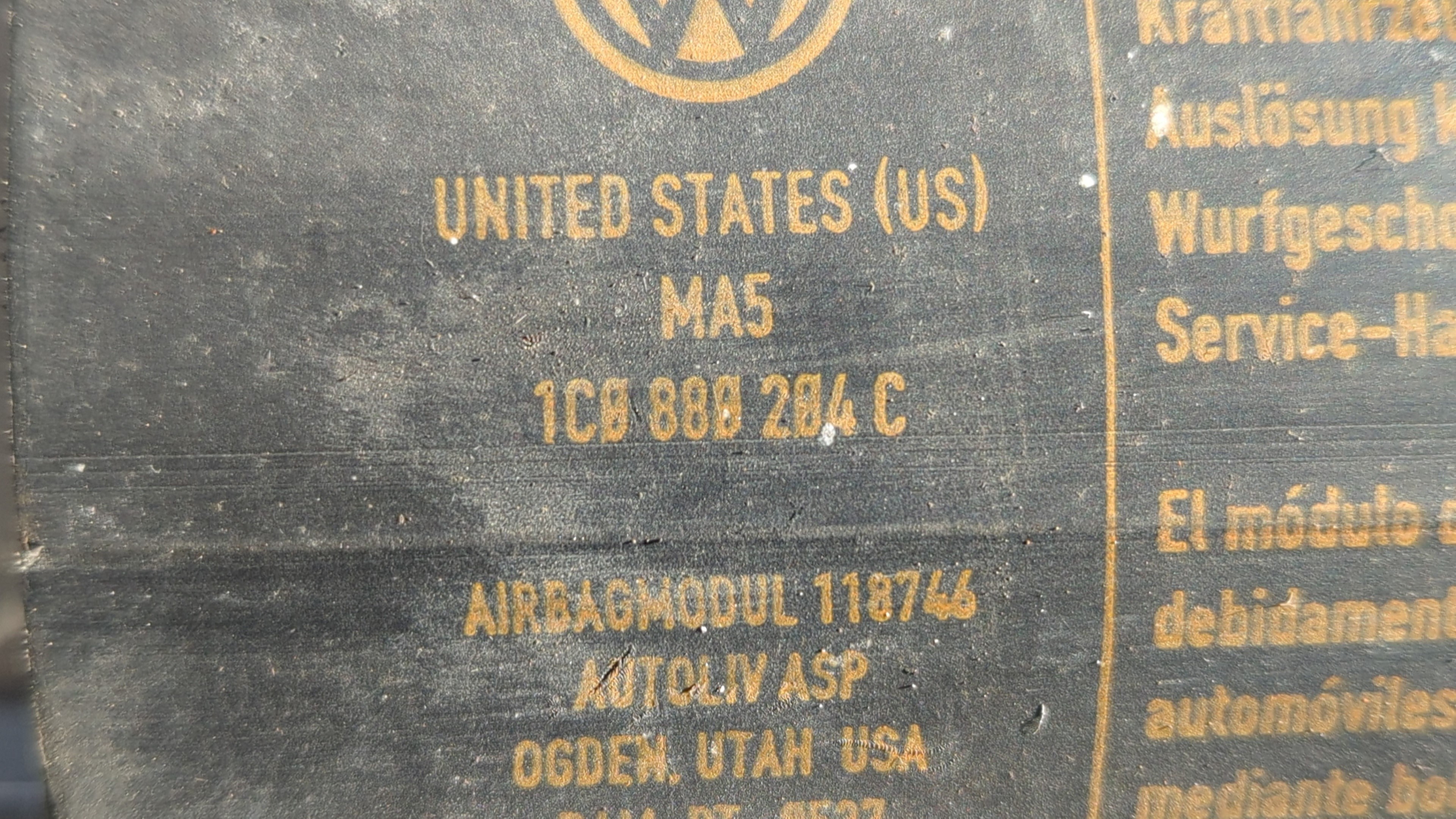 AIRBAG DELANTERO DERECHO VOLKSWAGEN NEW BEETLE (9C1/1C1) - vista 4