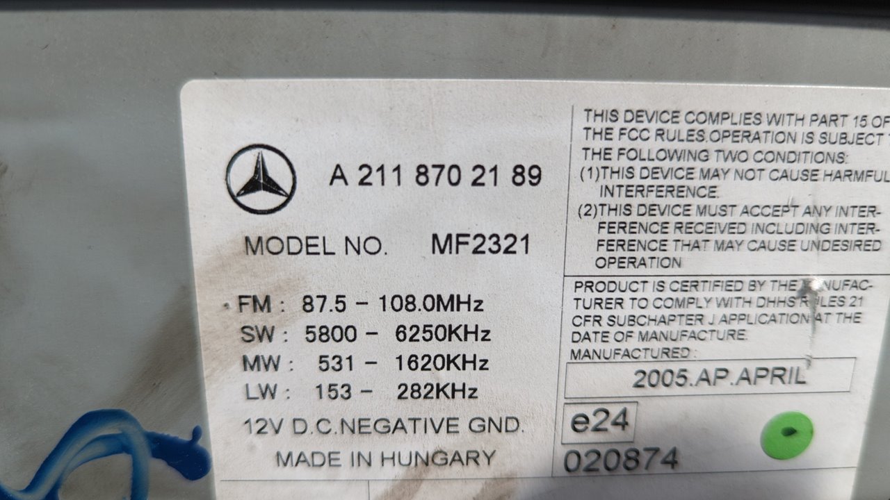 SISTEMA AUDIO / RADIO CD MERCEDES-BENZ CLASE E (W211) BERLINA - vista 7