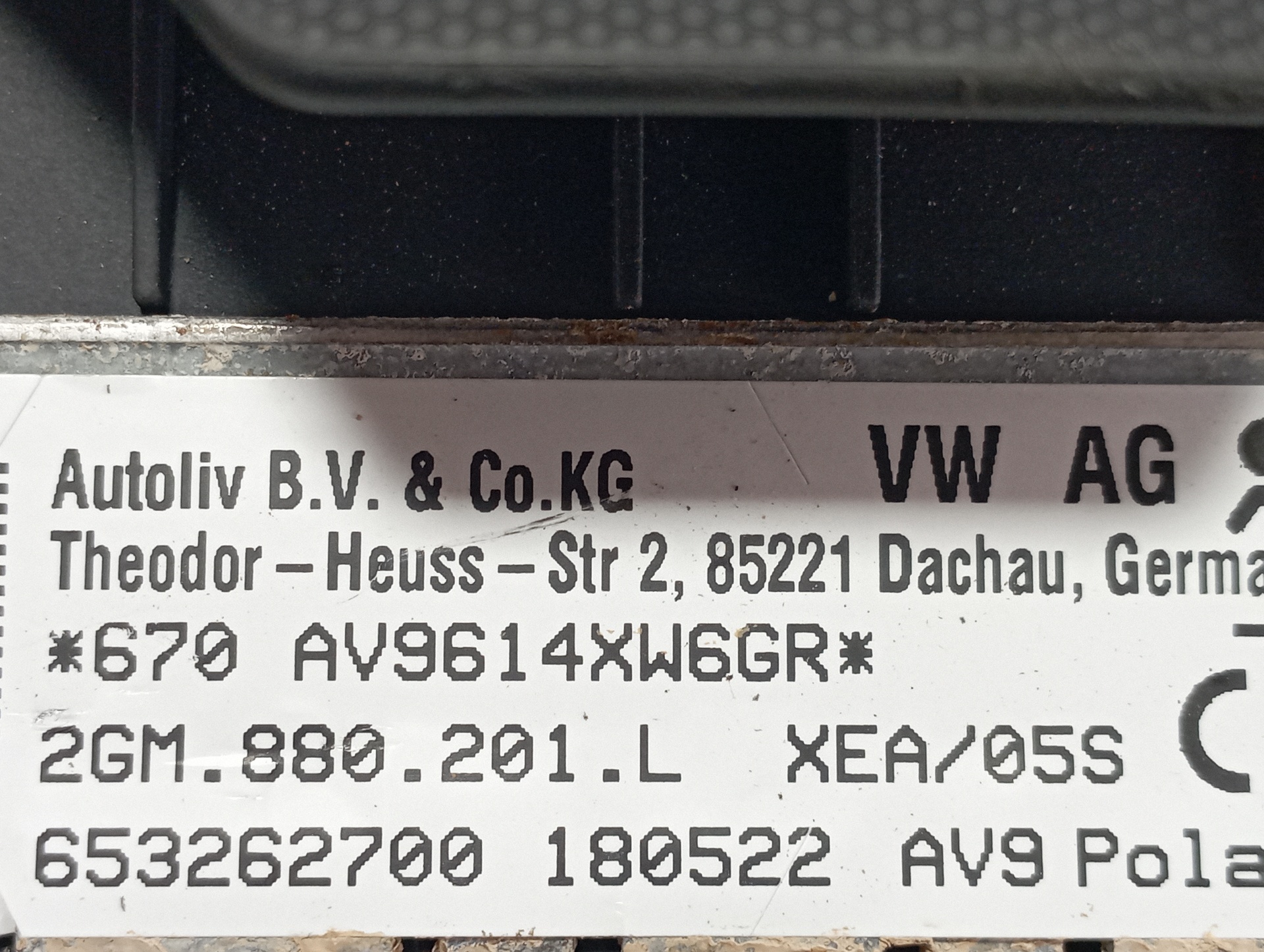 AIRBAG DELANTERO IZQUIERDO VOLKSWAGEN POLO VI (AE1) - vista 3